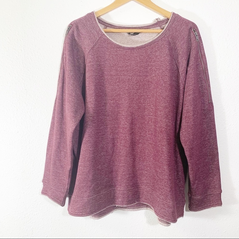 Rock and Republic Convertible Zippered-Shoulder Sweatshirt